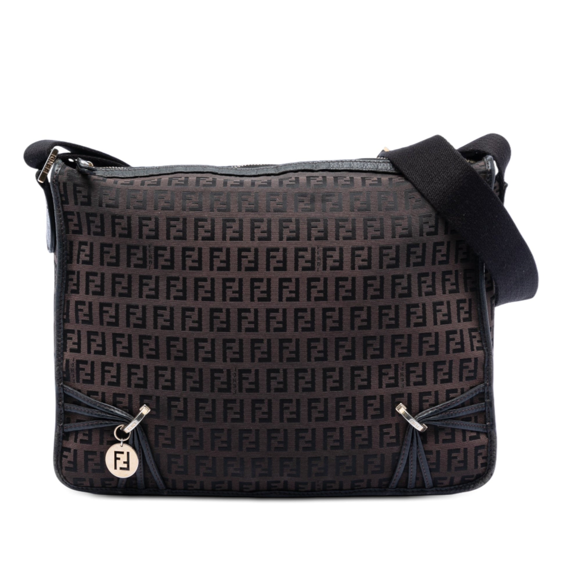 Fendi Zucchino Canvas F Charm Crossbody
