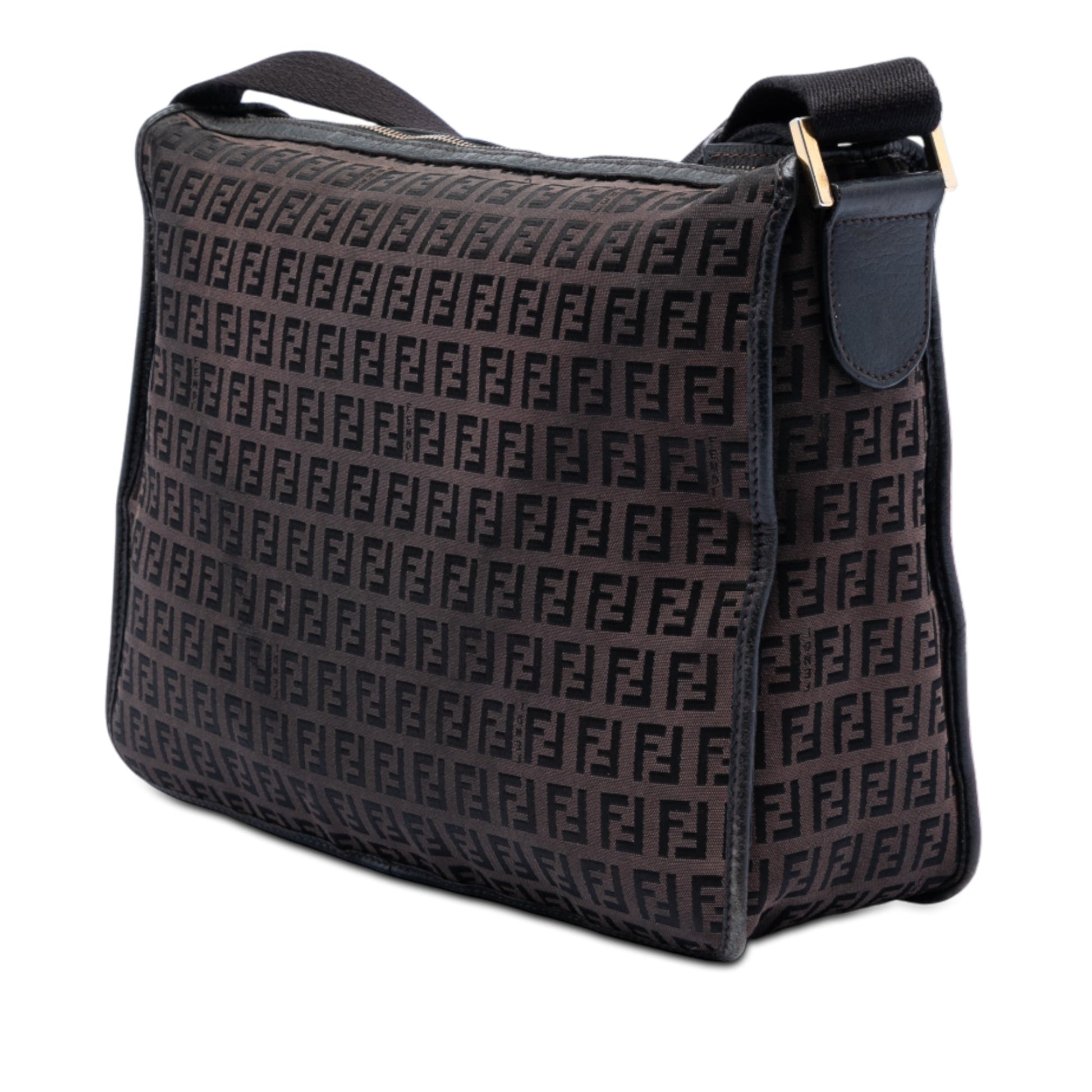 Fendi Zucchino Canvas F Charm Crossbody