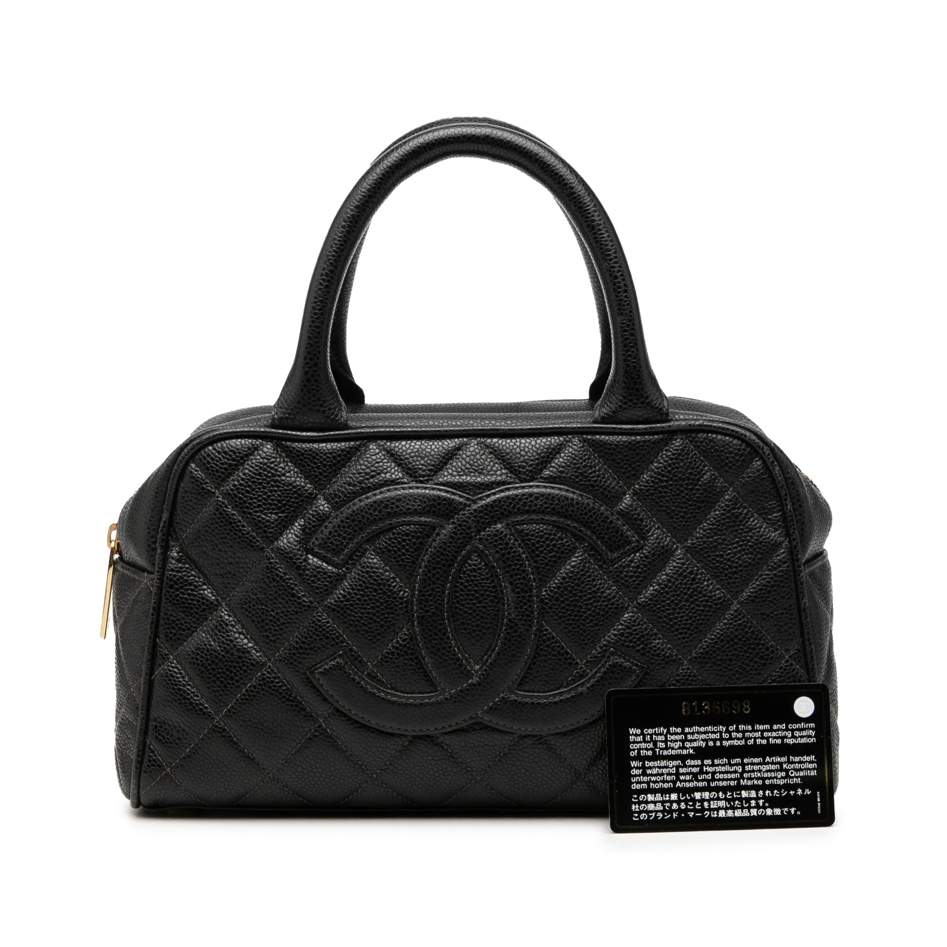 Chanel CC Quilted Caviar Bowling Bag
