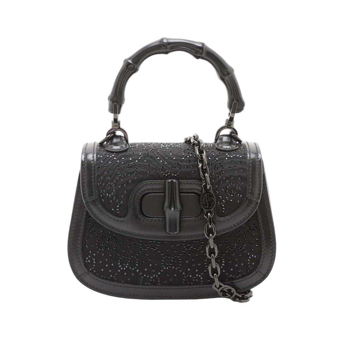 Gucci Mini GG Nylon Crystal 1947 Bamboo Top Handle Bag
