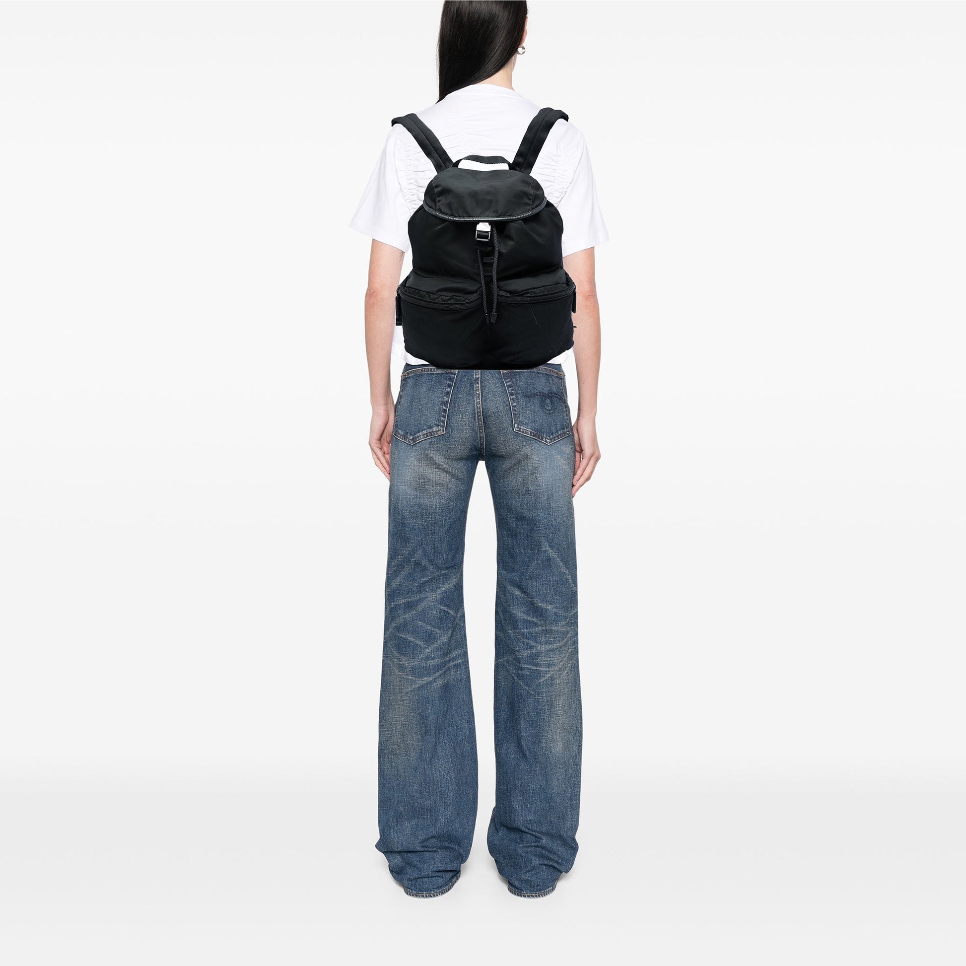 Prada Saffiano Trimmed Tessuto Backpack