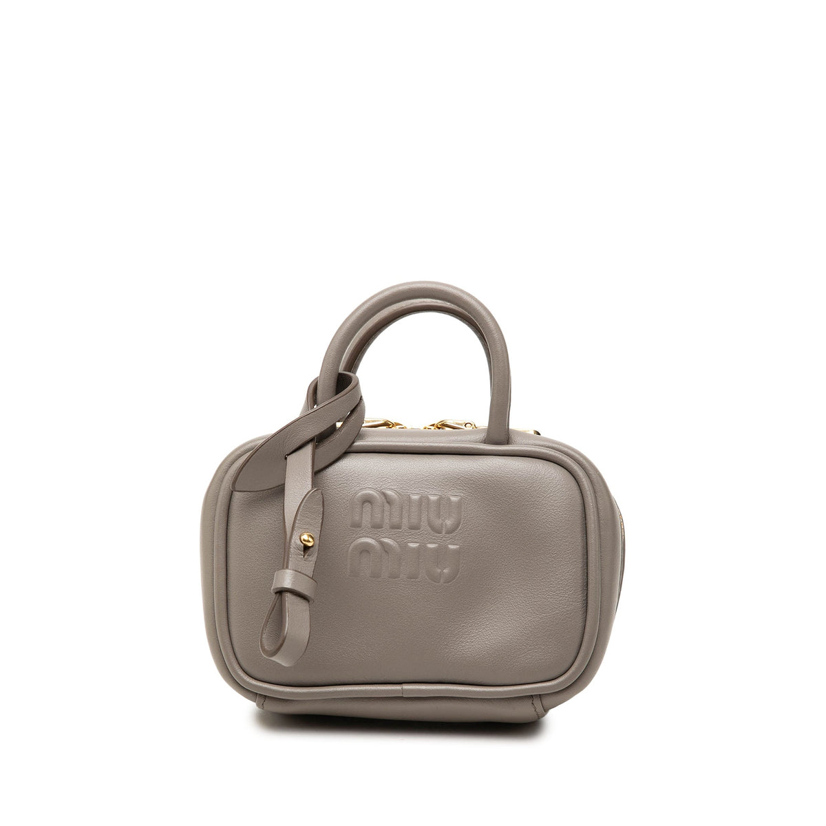 Miu Miu Micro Calfskin Softy Beau Bag — Gray