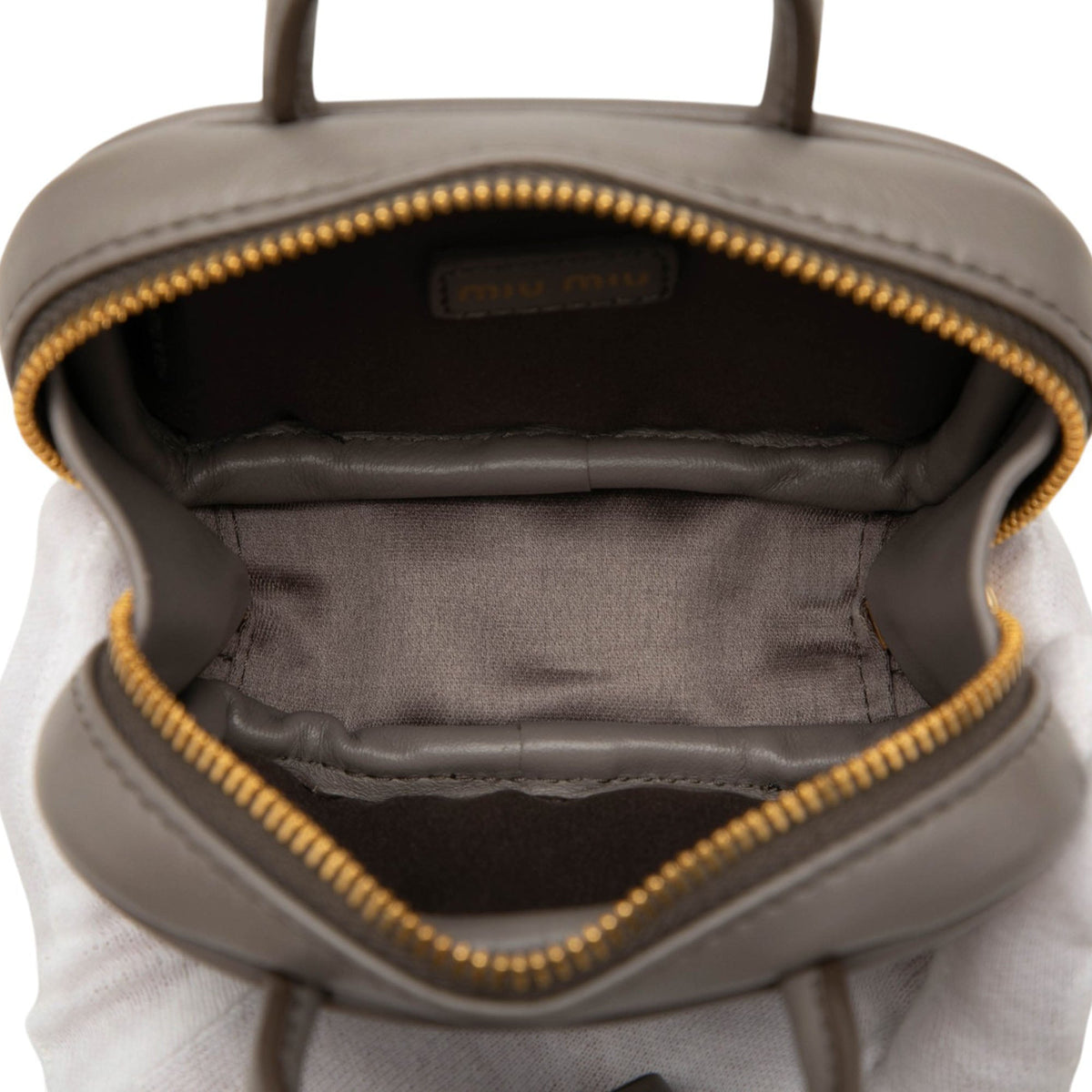 Miu Miu Micro Calfskin Softy Beau Bag — Gray