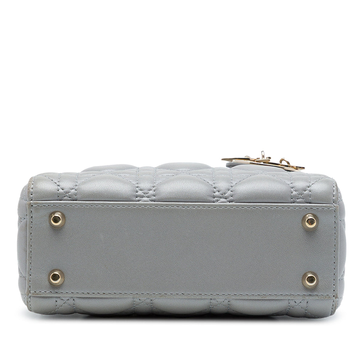 Dior Mini Metallic Lambskin Cannage Lady Dior — Gray