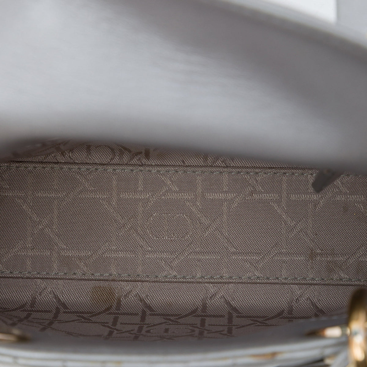 Dior Mini Metallic Lambskin Cannage Lady Dior — Gray