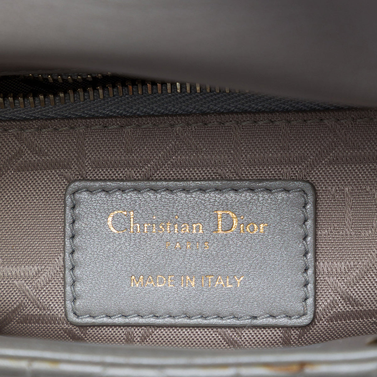 Dior Mini Metallic Lambskin Cannage Lady Dior — Gray