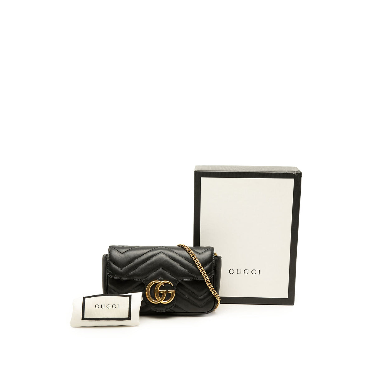 Gucci Mini GG Marmont Matelasse Calfskin Flap Crossbody — Black