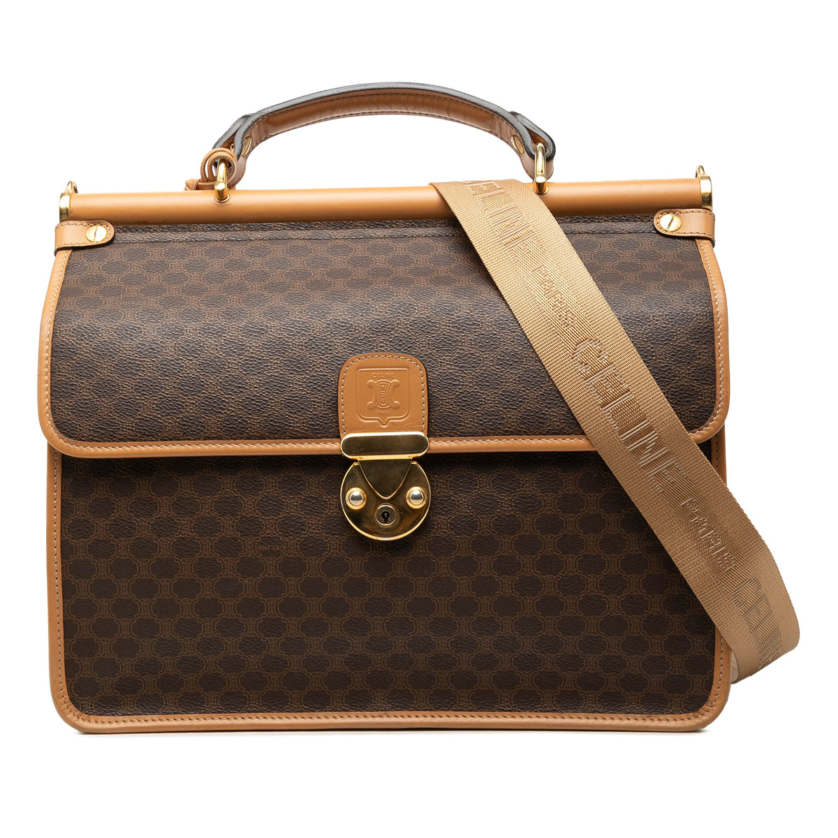 Celine Macadam Coated Canvas Satchel