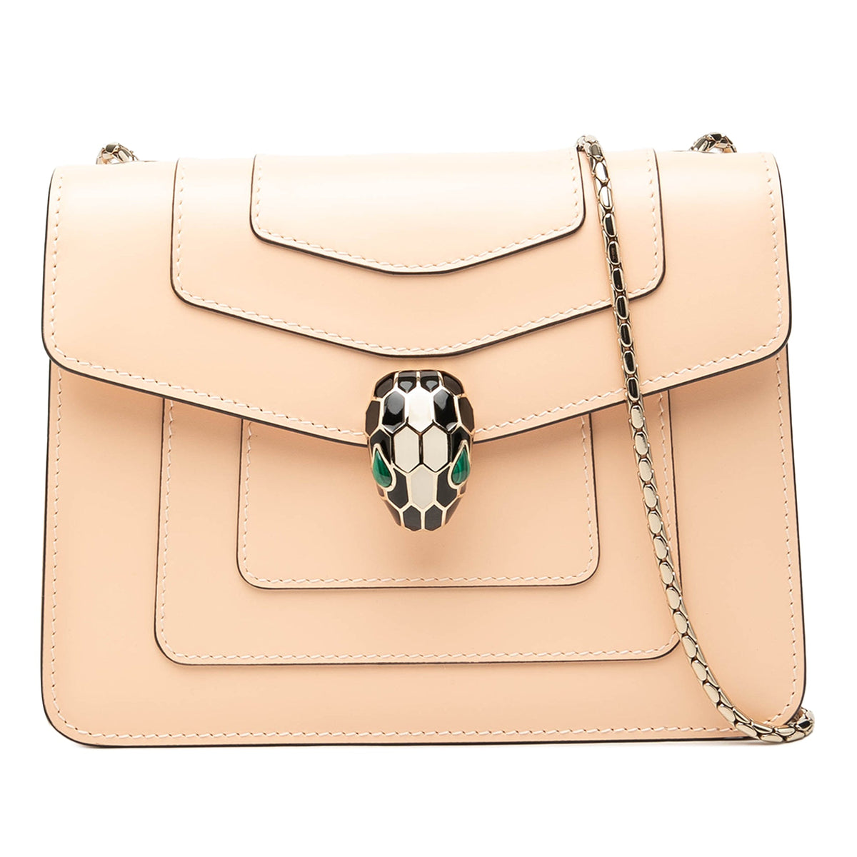 Bvlgari Small Leather Serpenti Forever Chain Crossbody — Brown