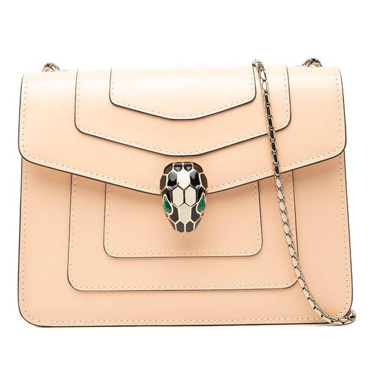 Bvlgari Small Leather Serpenti Forever Chain Crossbody — Brown