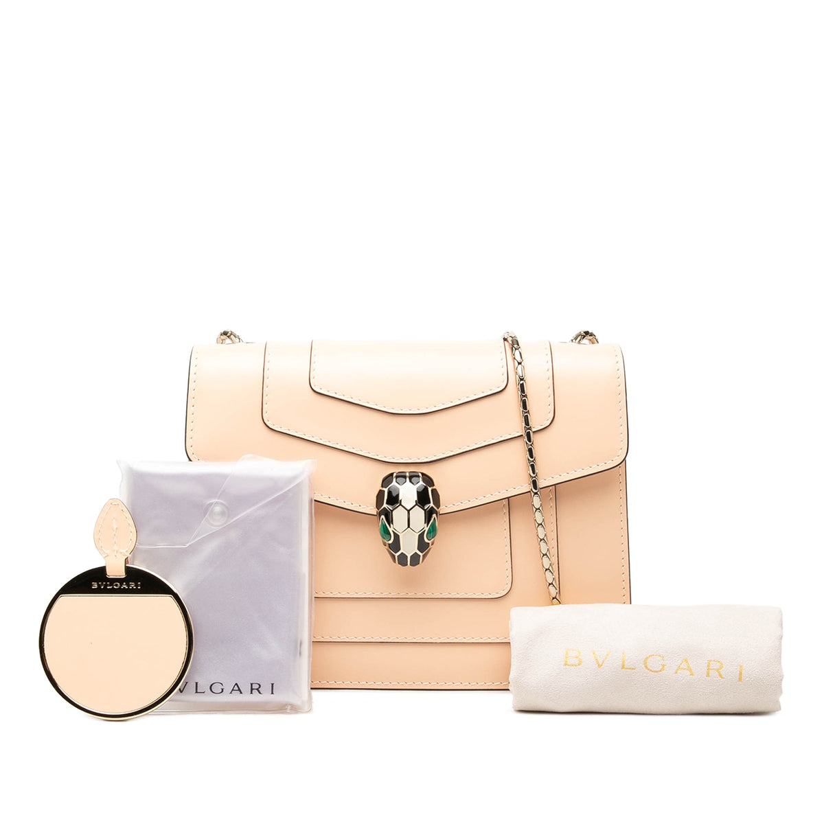Bvlgari Small Leather Serpenti Forever Chain Crossbody — Brown