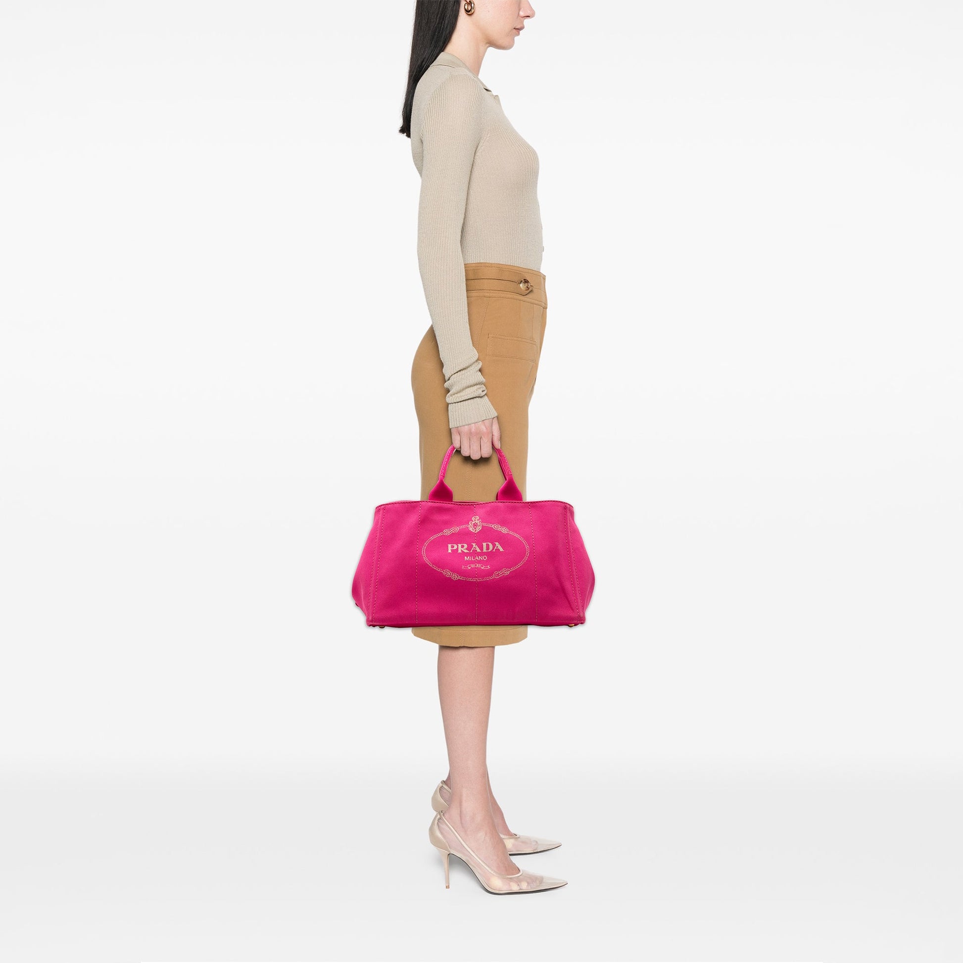 Prada Large Canvas Canapa Logo Satchel
