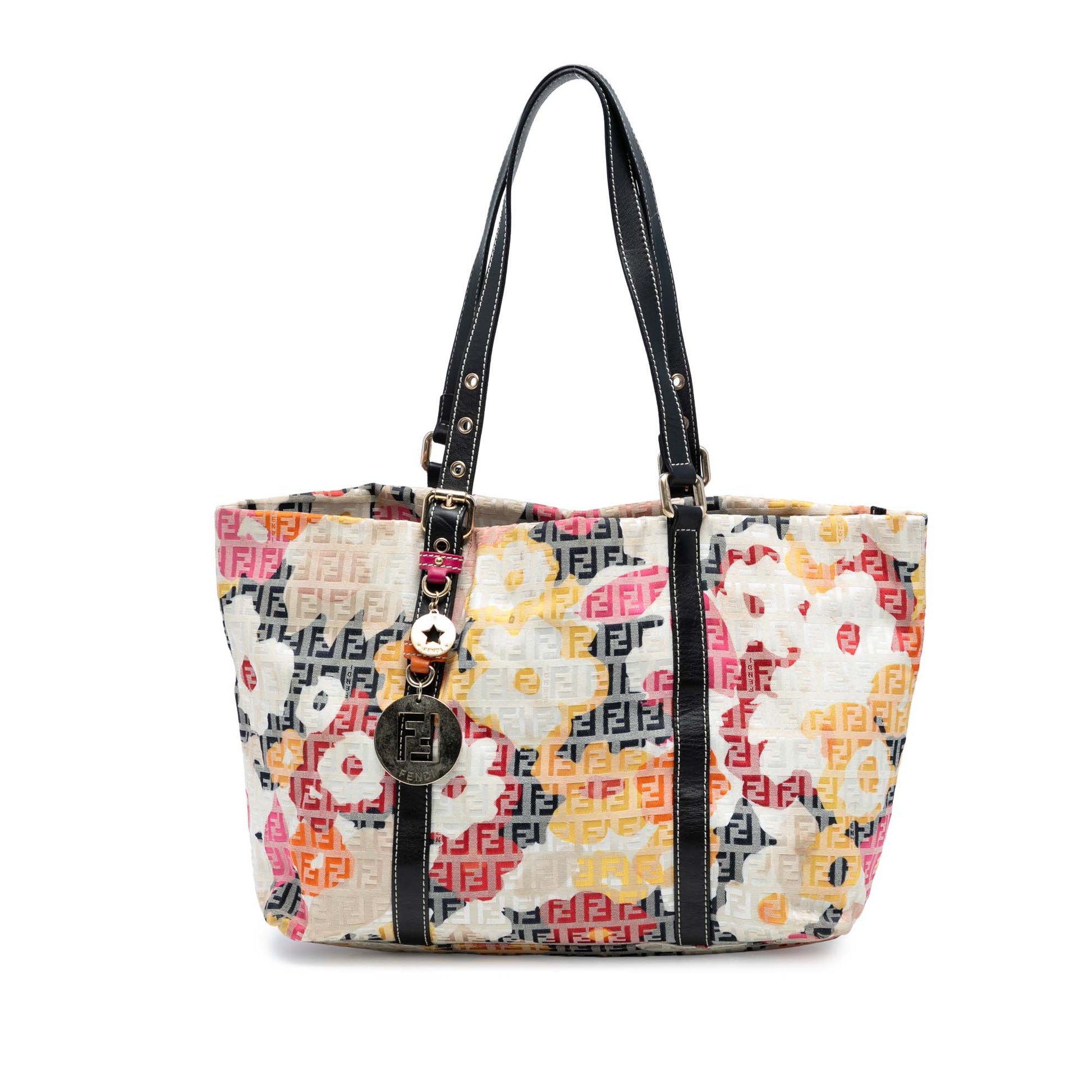 Fendi Zucchino Canvas Floral Superstar Tote