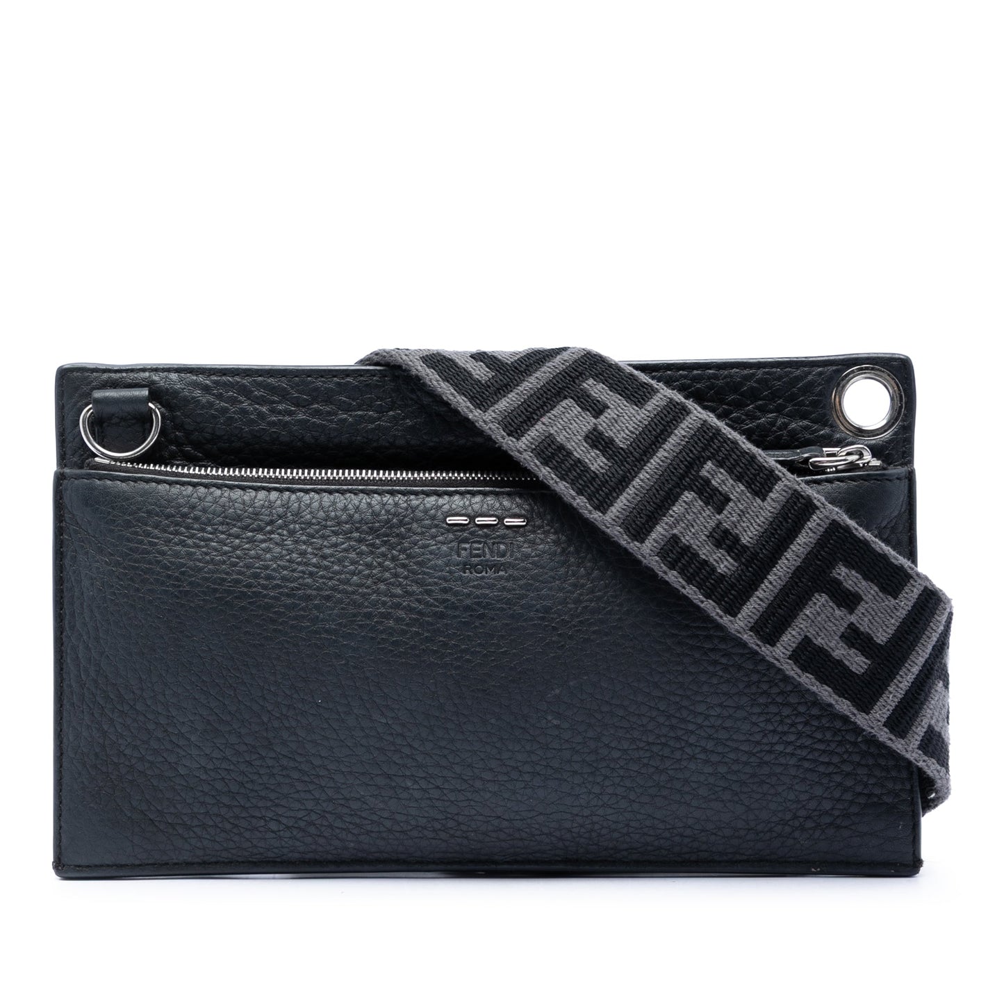 Fendi Calfskin FF 1974 Flat Pouch Crossbody