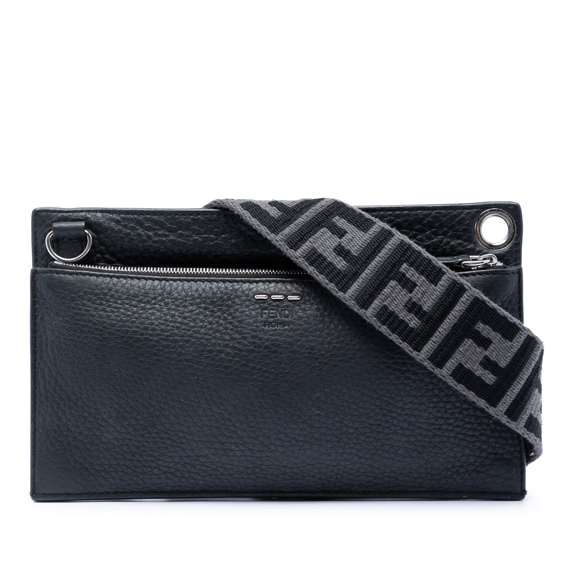 Fendi Calfskin FF 1974 Flat Pouch Crossbody