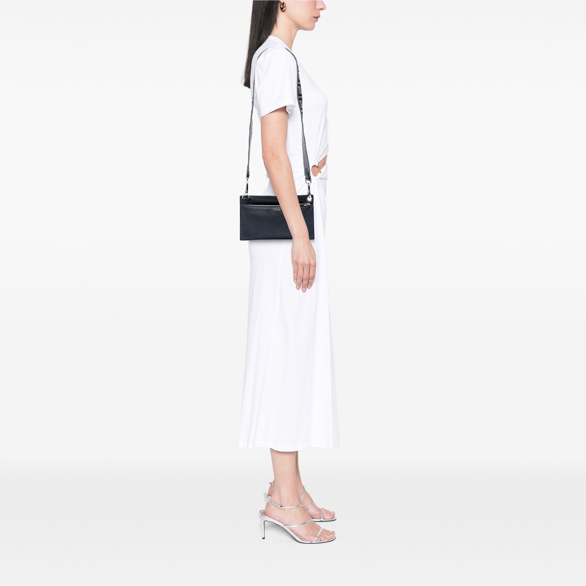 Fendi Calfskin FF 1974 Flat Pouch Crossbody