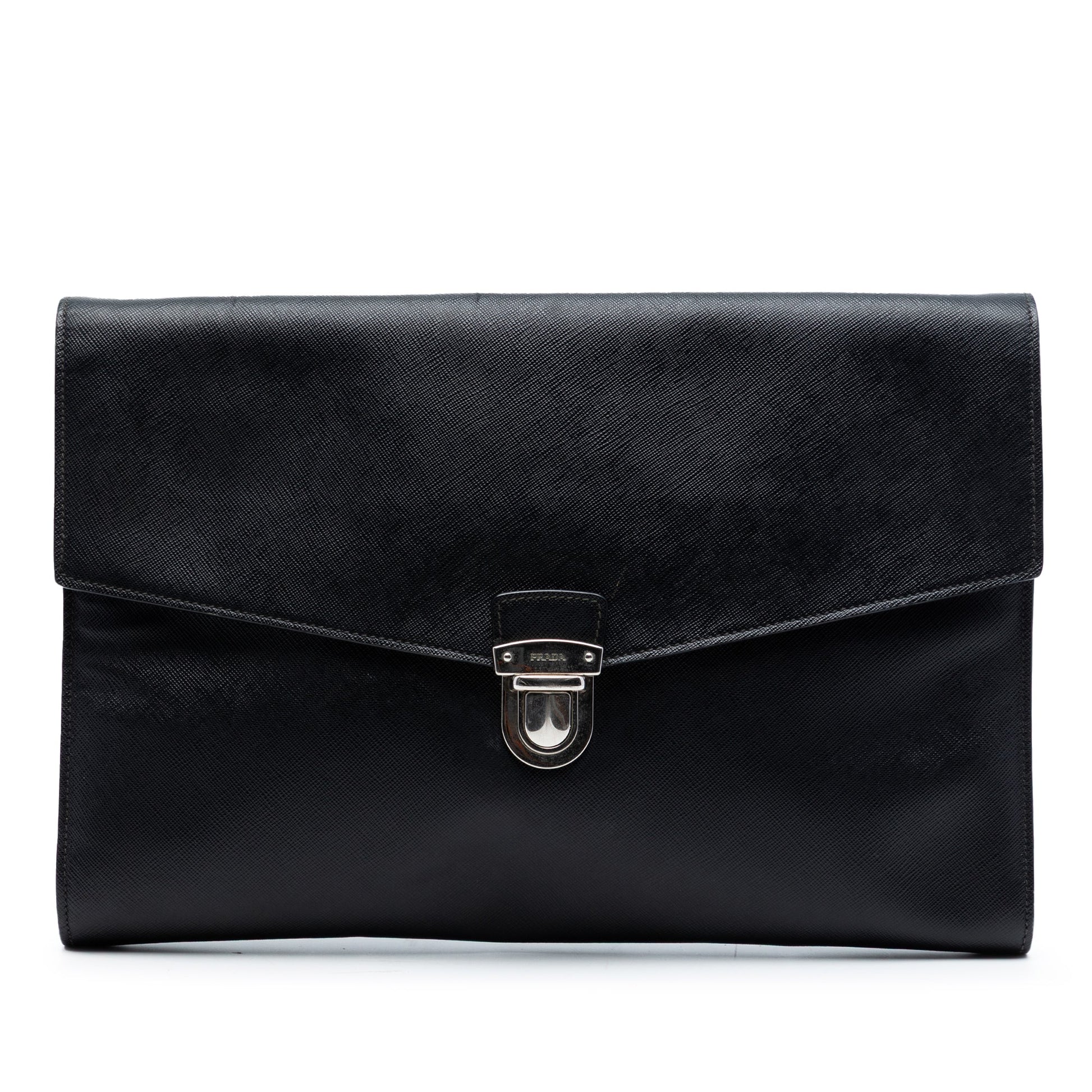 Large Saffiano Envelope Pushlock Clutch