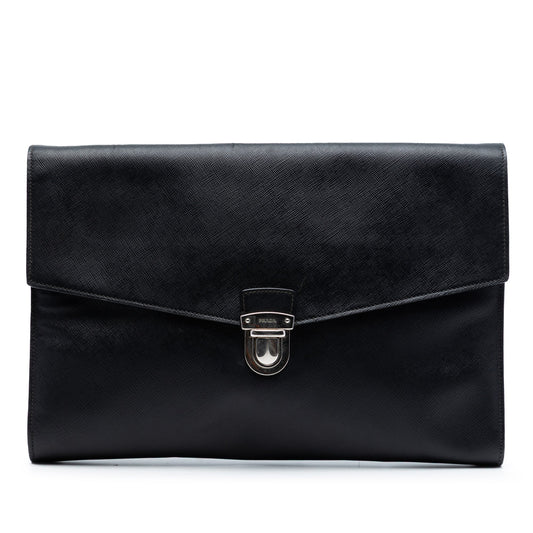 Large Saffiano Envelope Pushlock Clutch