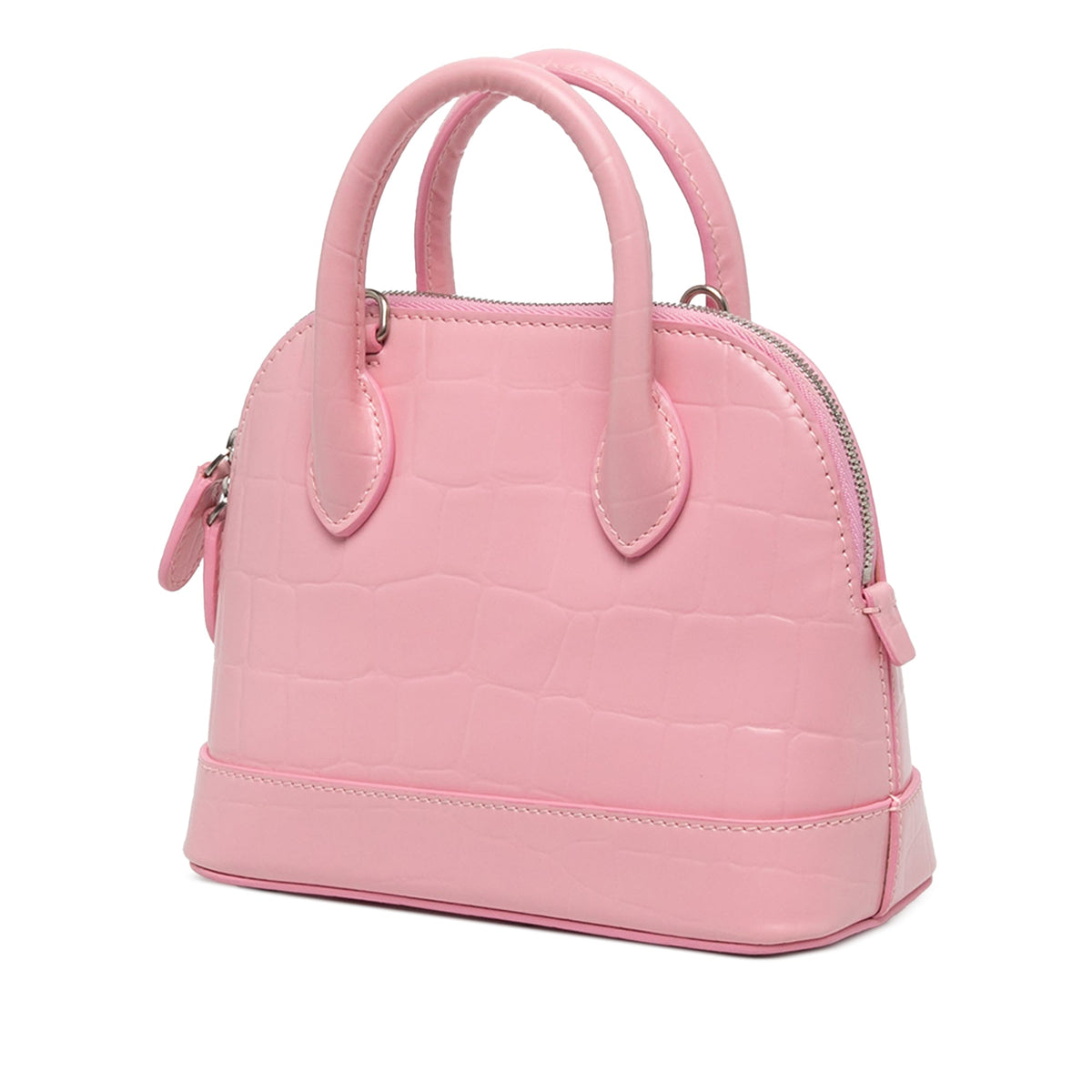 Balenciaga Croc Embossed Calfskin Ville Top Handle Bag XXS — Pink