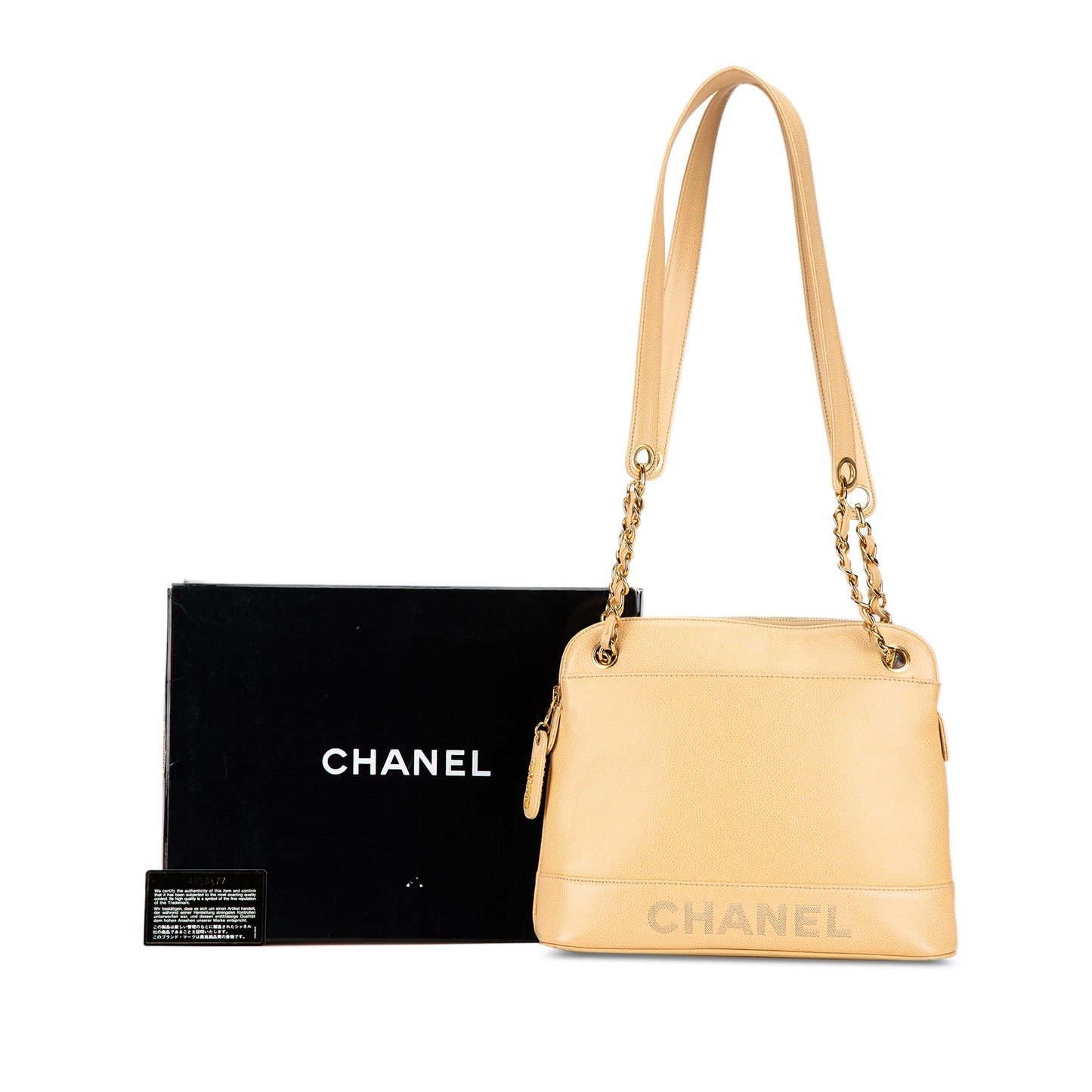 Chanel Caviar Logo Chain Shoulder Bag