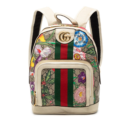 Gucci Small GG Supreme Flora Ophidia Backpack