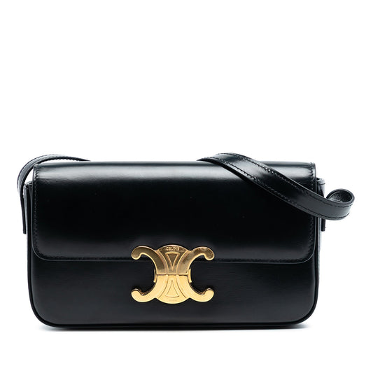 Celine Shiny Calfskin Triomphe Claude Shoulder Bag