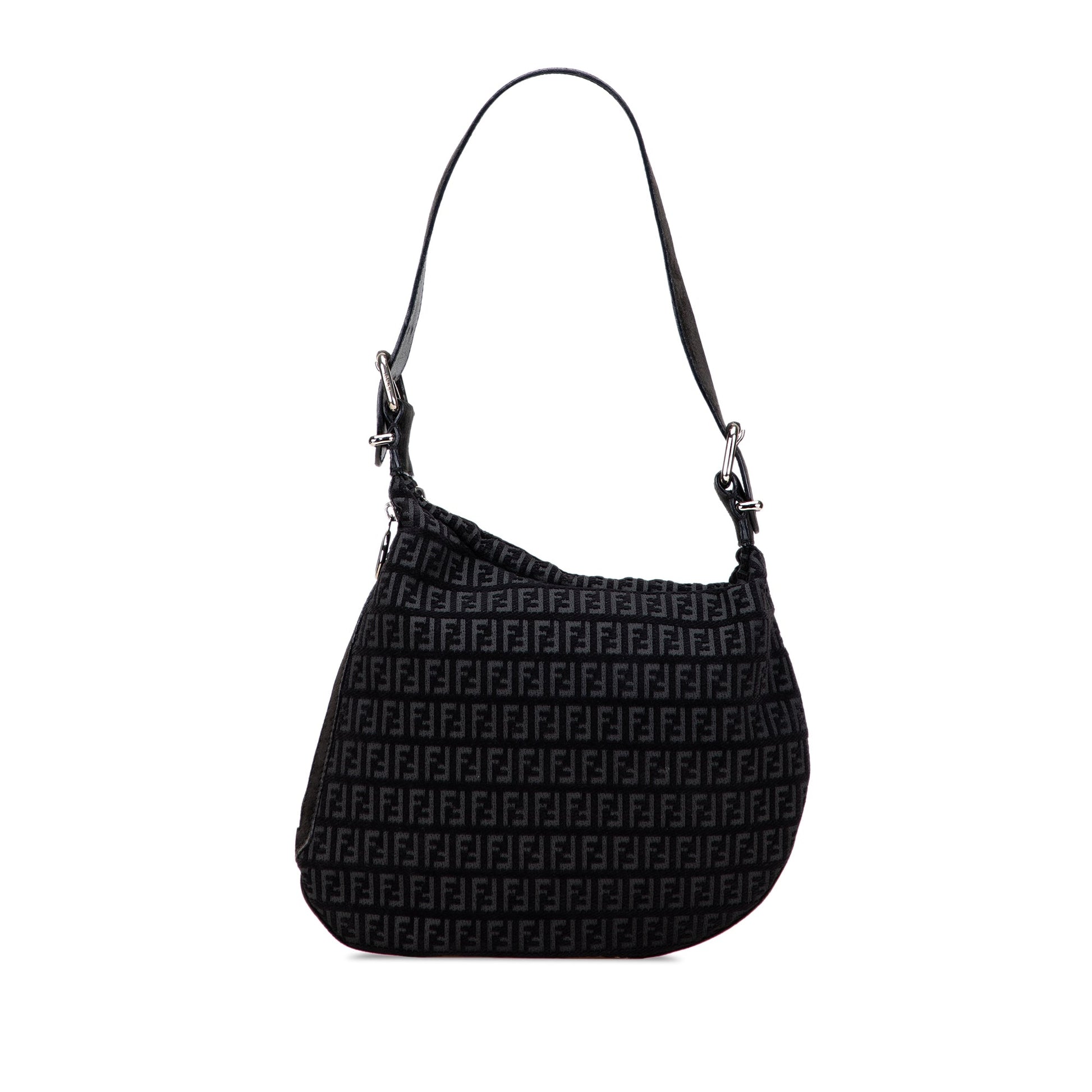 Fendi Zucchino Suede Oyster Shoulder Bag
