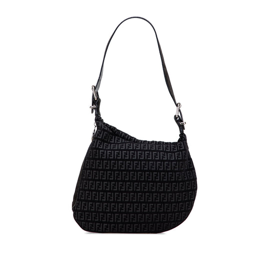 Fendi Zucchino Suede Oyster Shoulder Bag