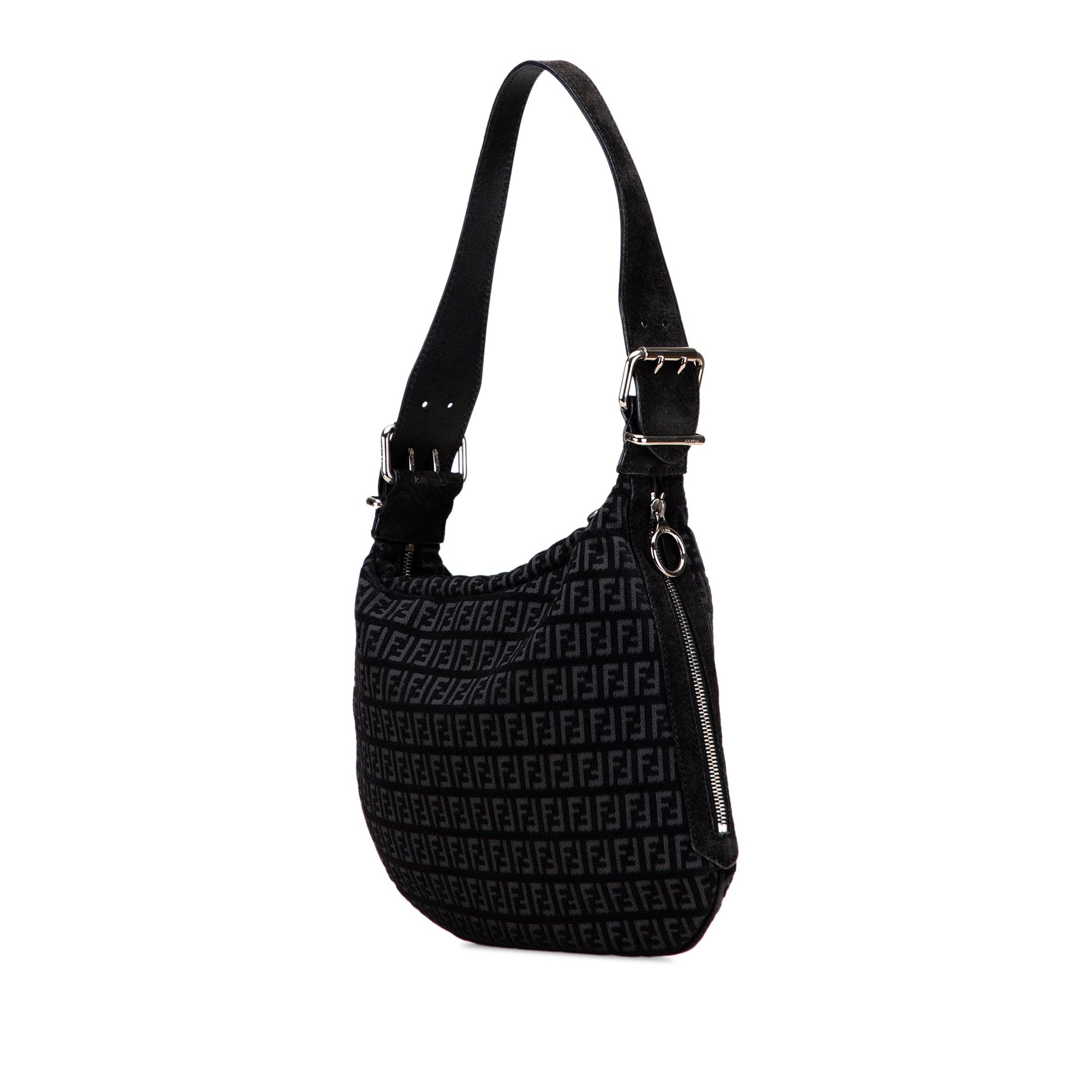 Fendi Zucchino Suede Oyster Shoulder Bag