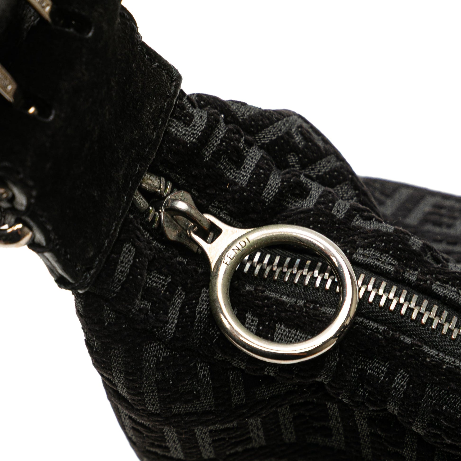 Fendi Zucchino Suede Oyster Shoulder Bag