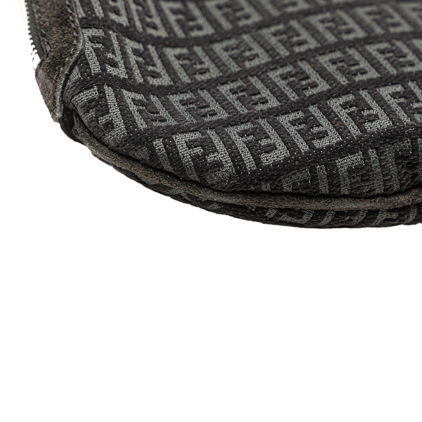 Fendi Zucchino Suede Oyster Shoulder Bag