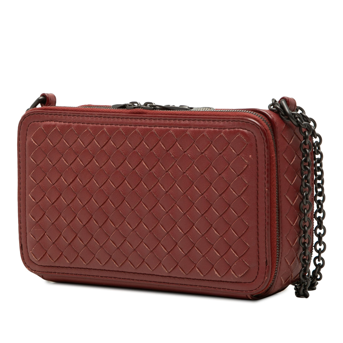 Bottega Veneta Nappa Intrecciato Double Zip Shoulder Bag