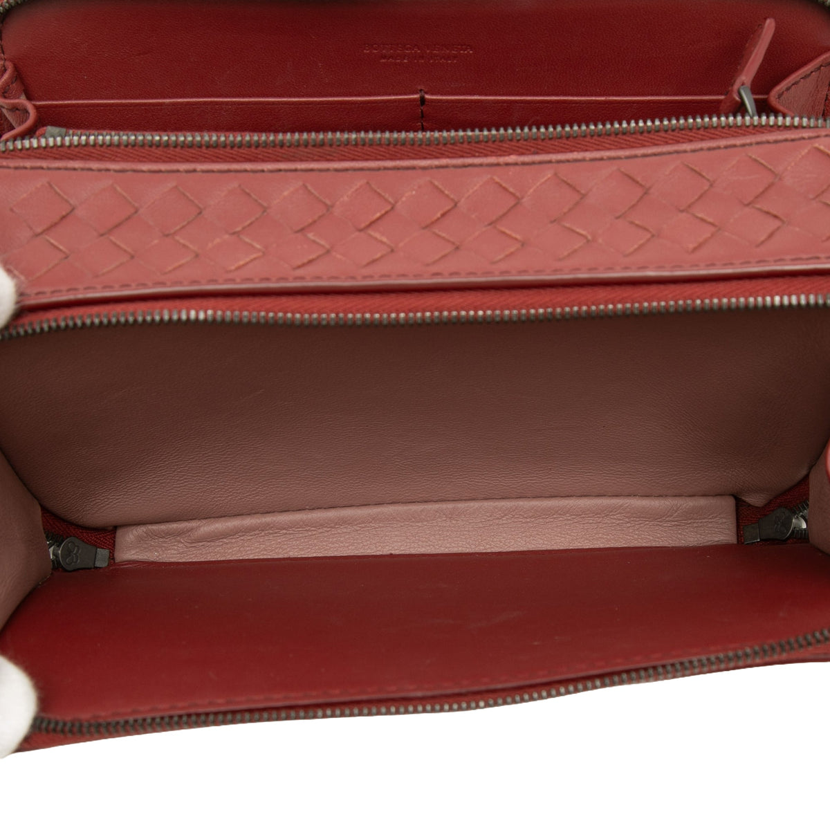 Bottega Veneta Nappa Intrecciato Double Zip Shoulder Bag