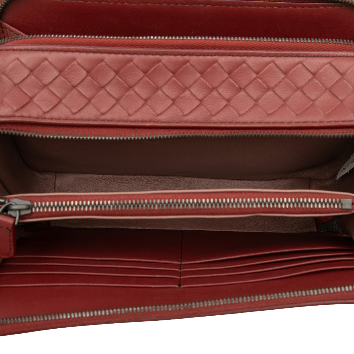 Bottega Veneta Nappa Intrecciato Double Zip Shoulder Bag