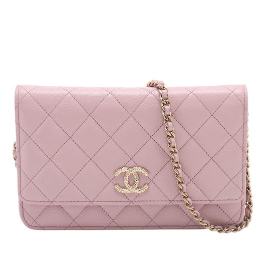 Chanel CC Quilted Caviar Wallet on Chain