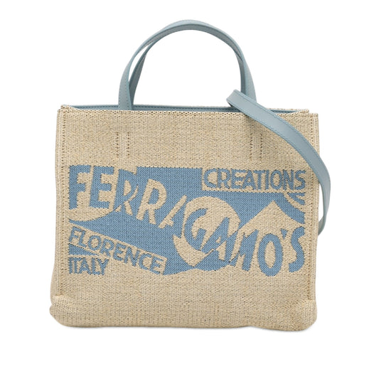Ferragamo Ferragamos Creations Medium Raffia Shopping Tote