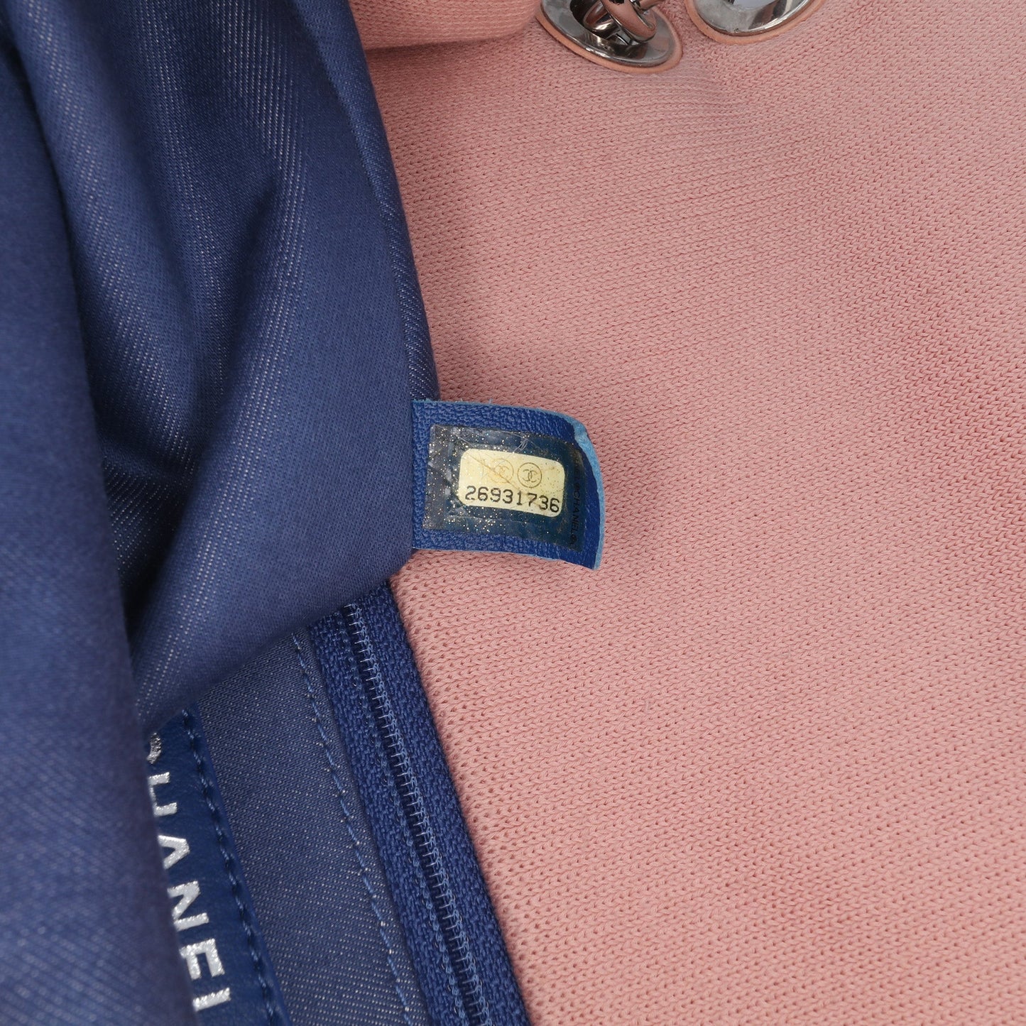 Chanel Jumbo Stripe Jersey Felt and Rope Flap