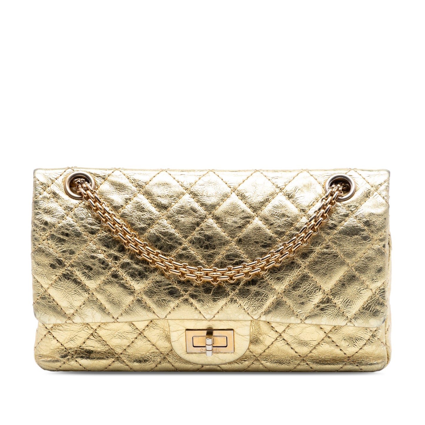 Quilted Metallic Aged Calfskin Reissue 2.55 Double Flap 225