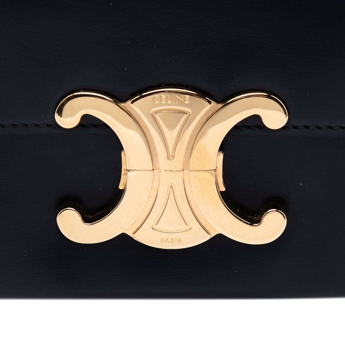 Celine Shiny Calfskin Triomphe Claude Shoulder Bag
