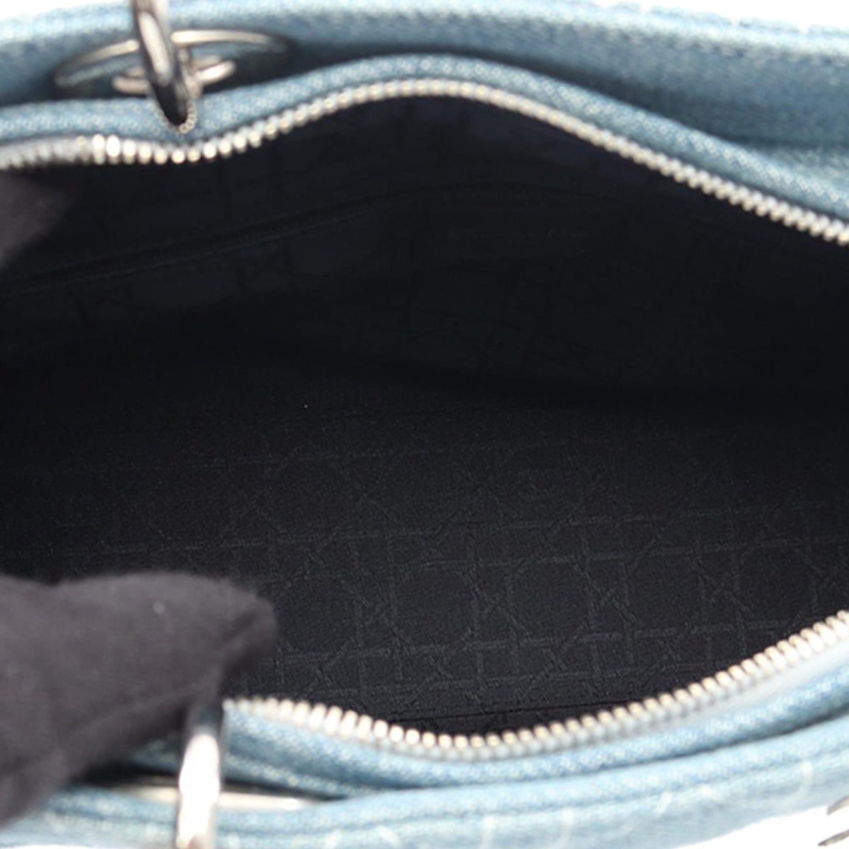 Dior Large Denim Cannage Acrylic Handles Lady Dior