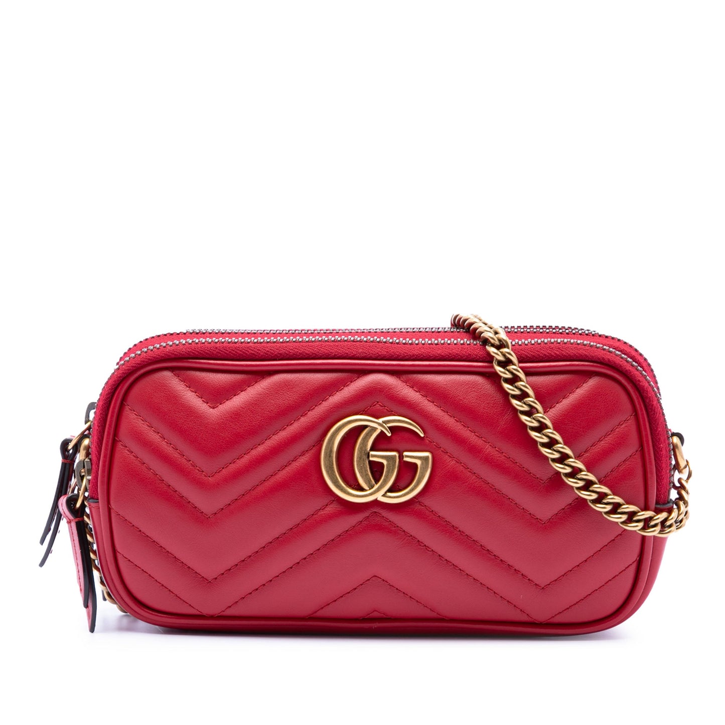Gucci Mini Calfskin GG Marmont Triple Zip Crossbody