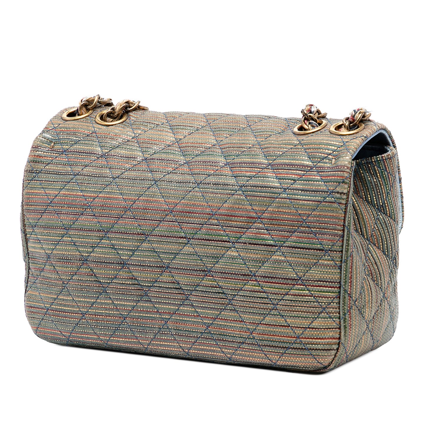 Chanel Paris Seoul Small Metallic Lambskin Striped Flap