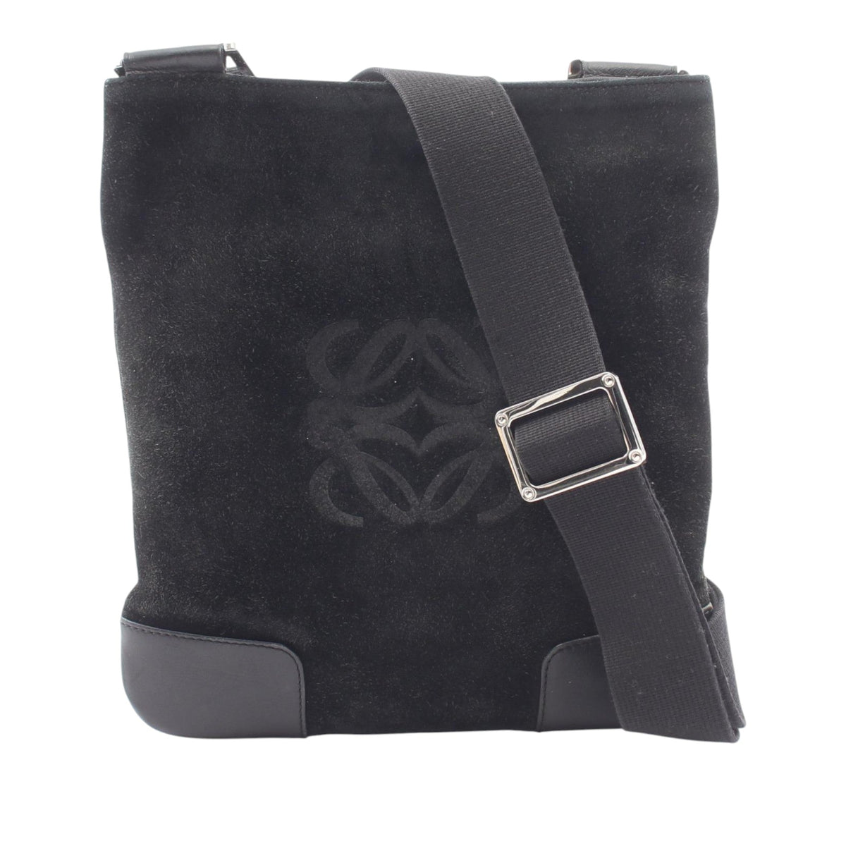LOEWE Suede Anagram Crossbody — Black