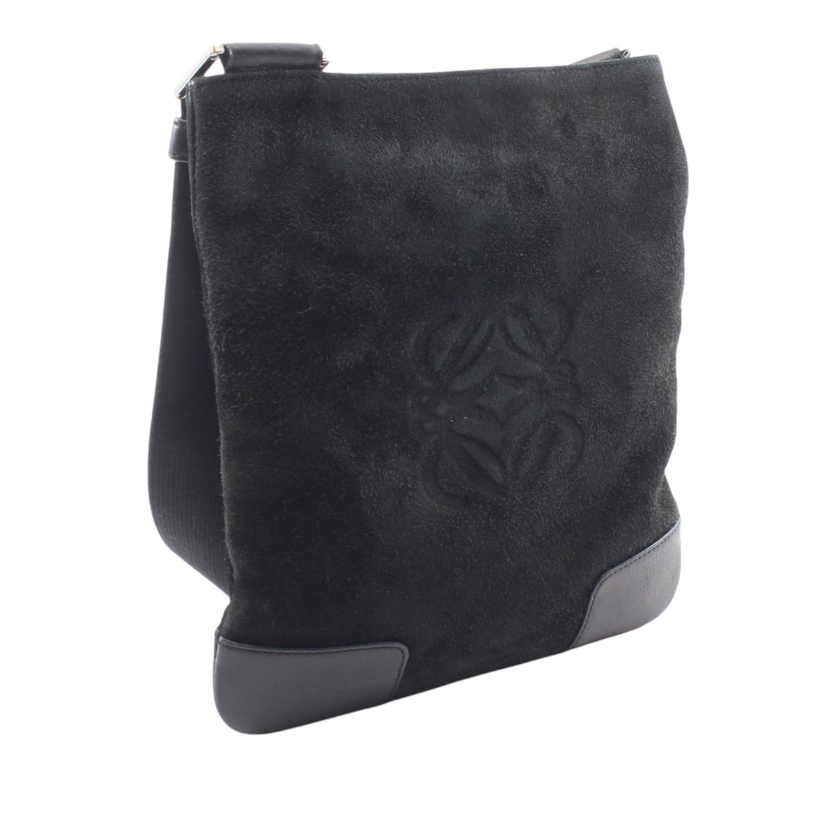 LOEWE Suede Anagram Crossbody — Black