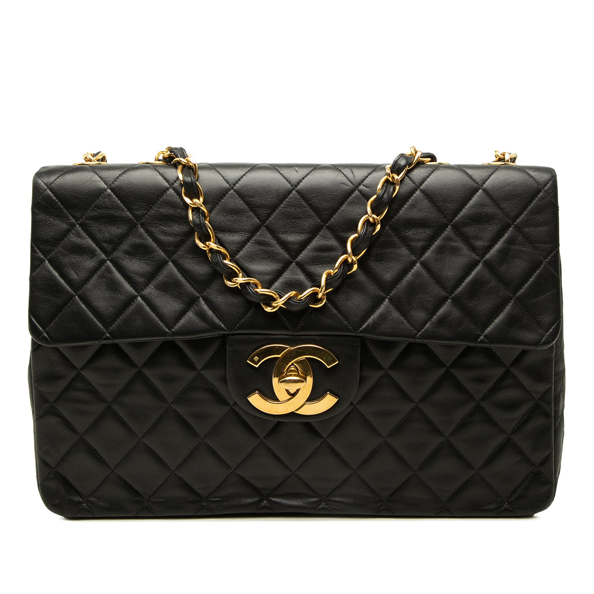 Chanel Maxi XL Classic Lambskin Single Flap — Black
