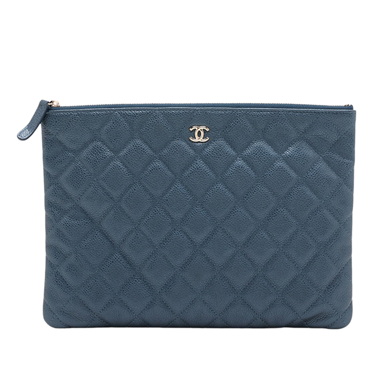 Chanel Quilted Caviar Clutch — Blue