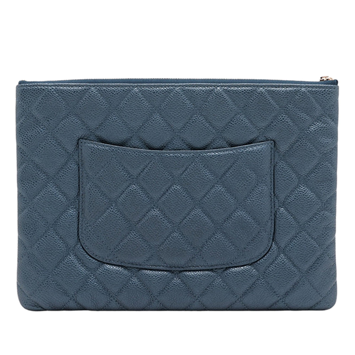 Chanel Quilted Caviar Clutch — Blue