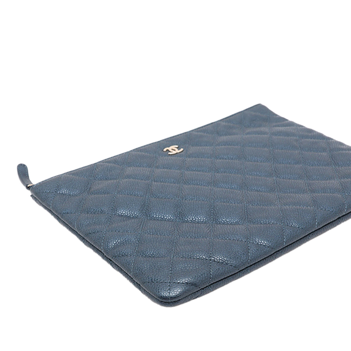 Chanel Quilted Caviar Clutch — Blue