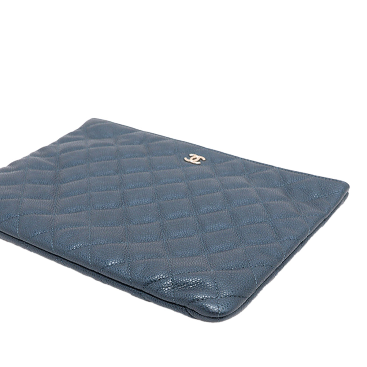 Chanel Quilted Caviar Clutch — Blue