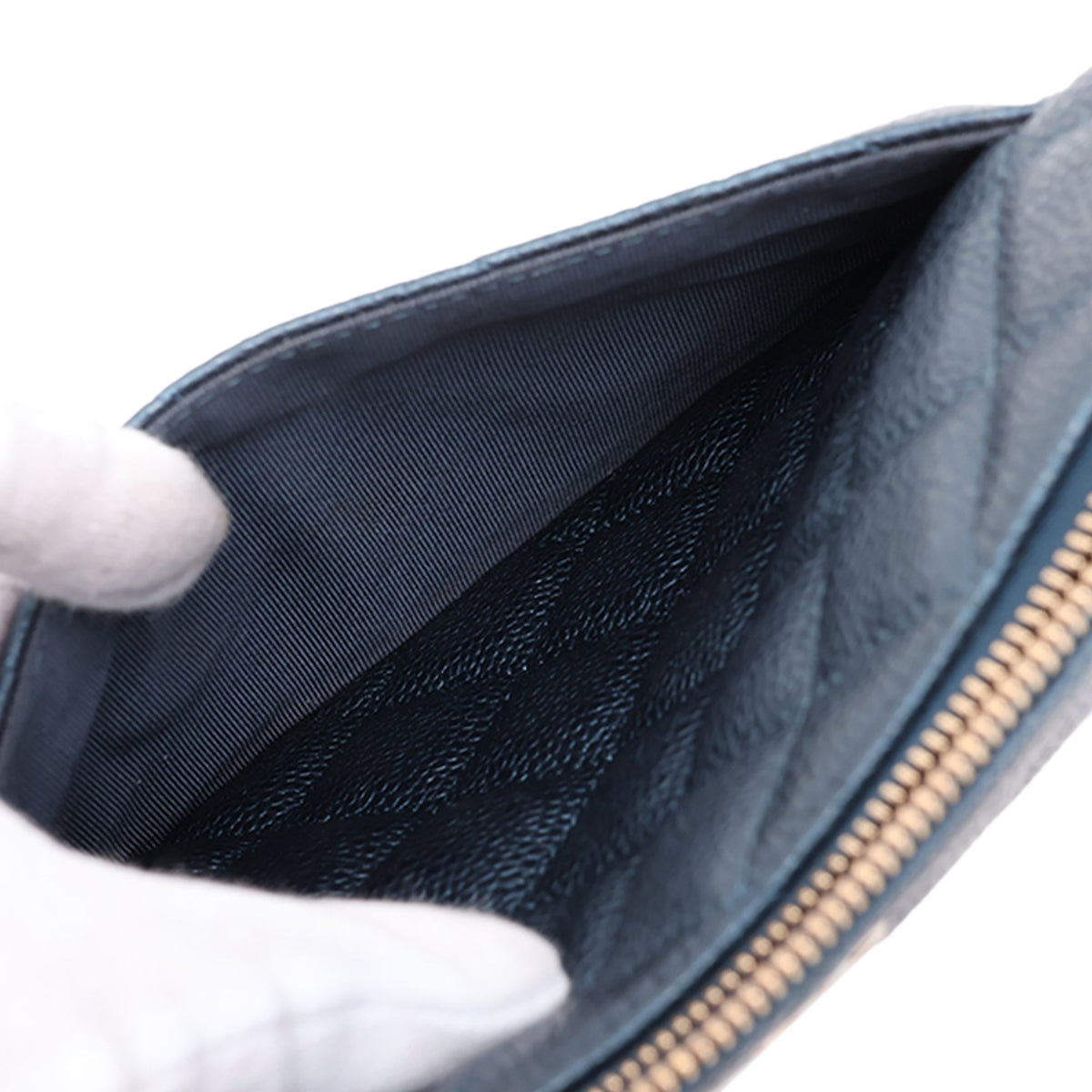 Chanel Quilted Caviar Clutch — Blue